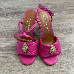 Kurt Geiger Womens Pink Leather Ankle Strap Quilted Pumps Shoes